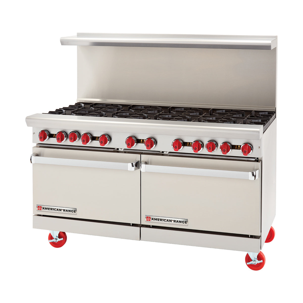American Range AR-10-126L-SBR 60" Gas Restaurant Range w/ (10) Open Burners, (1) Standard Oven, (1) Cabinet Base, 355.000 BTU