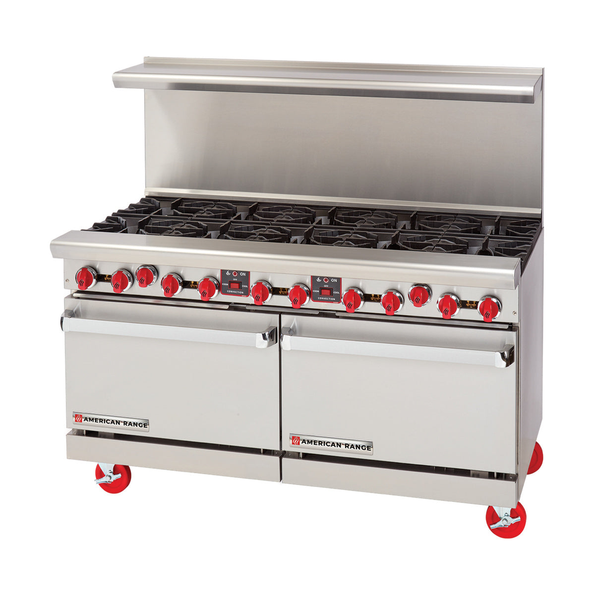 American Range AR-10-CC 60" Gas Restaurant Range w/ (10) Open Burners, (2) Convection Ovens, 380.000 BTU
