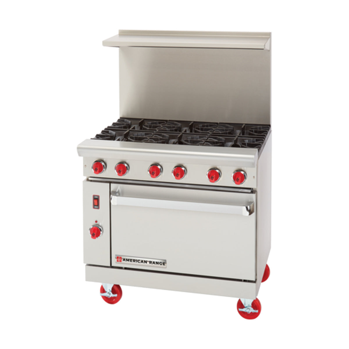 American Range AR-6-SB 36" Gas Restaurant Range w/ (6) Open Burners, (1) Cabinet Base, 192.000 BTU