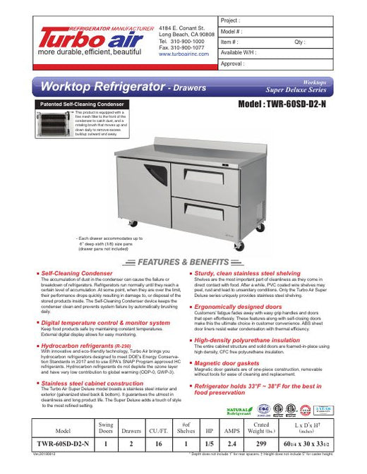 TWR-60SD-D2-N Specsheet