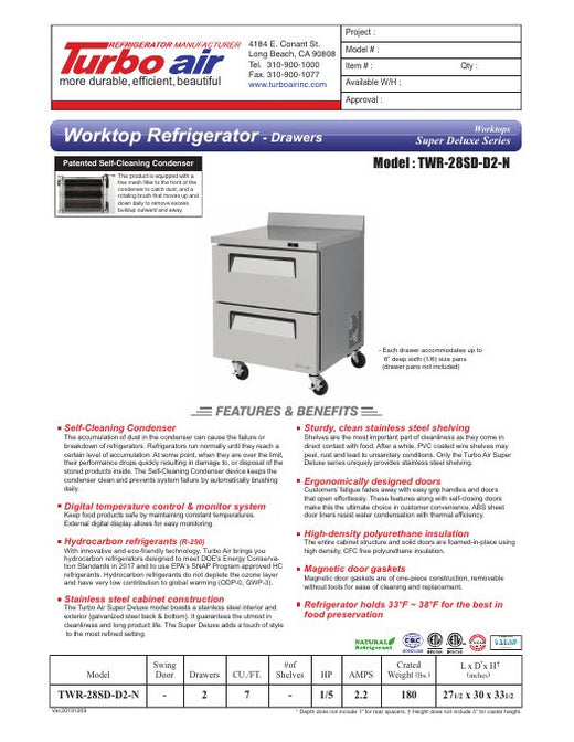 TWR-28SD-D2-N Specsheet