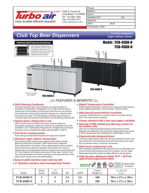 TCB-4SBD-N Specsheet