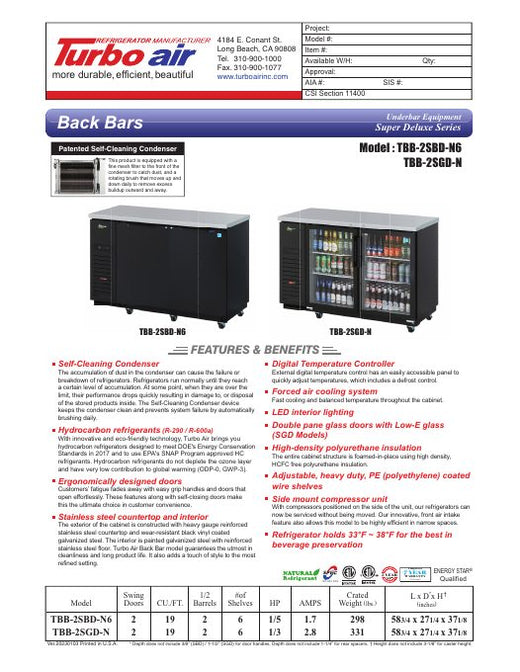 TBB-2SBD-N6 Specsheet