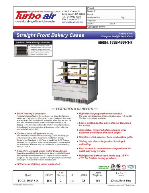 TCGB-48UF-S-N Specsheet