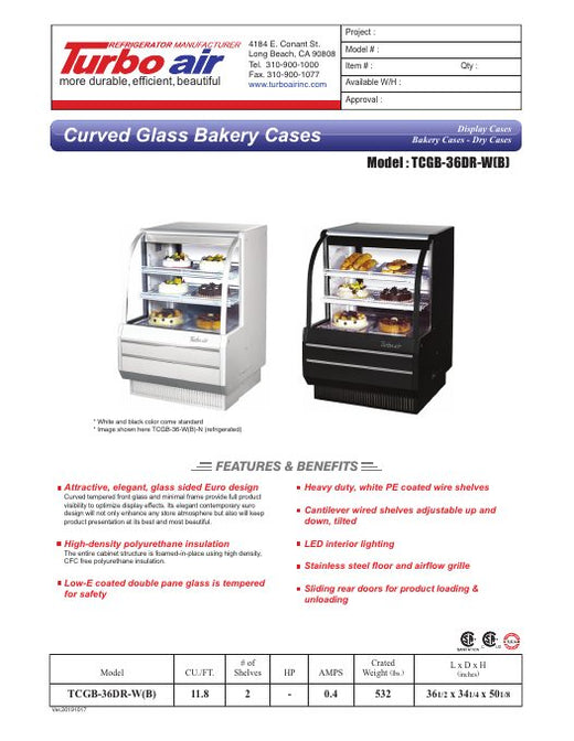 TCGB-36DR-W Specsheet
