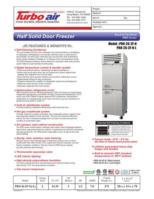 PRO-26-2F-N-L Specsheet