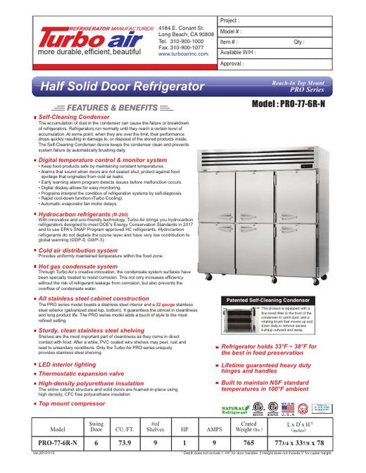 PRO-77-6R-N Specsheet