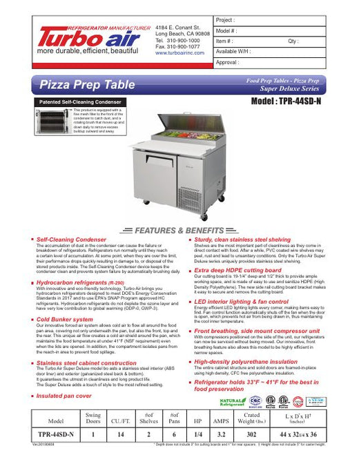 TPR-44SD-N Specsheet