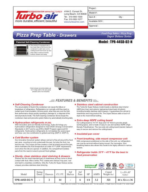 TPR-44SD-D2-N Specsheet