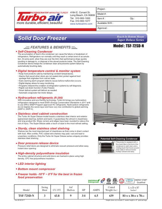 TSF-72SD-N Specsheet
