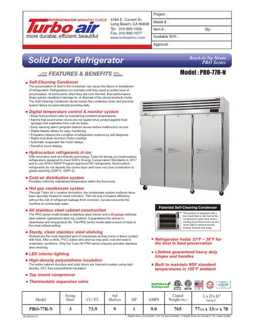PRO-77R-N Specsheet