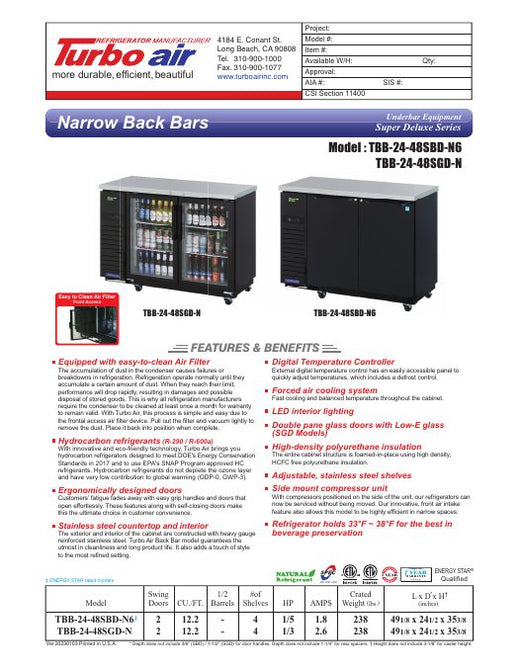 TBB-24-48SBD-N6 Specsheet