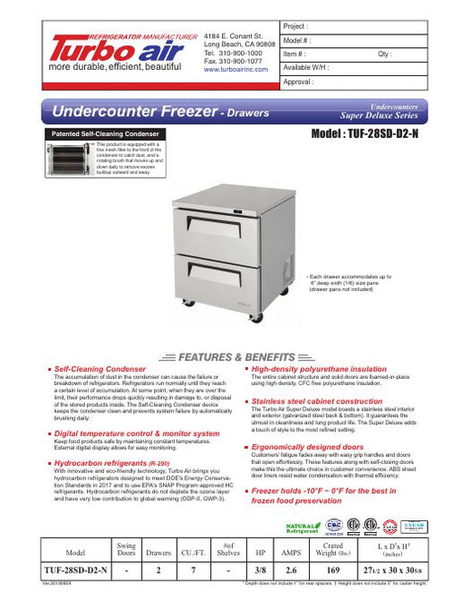 TUF-28SD-D2-N Specsheet