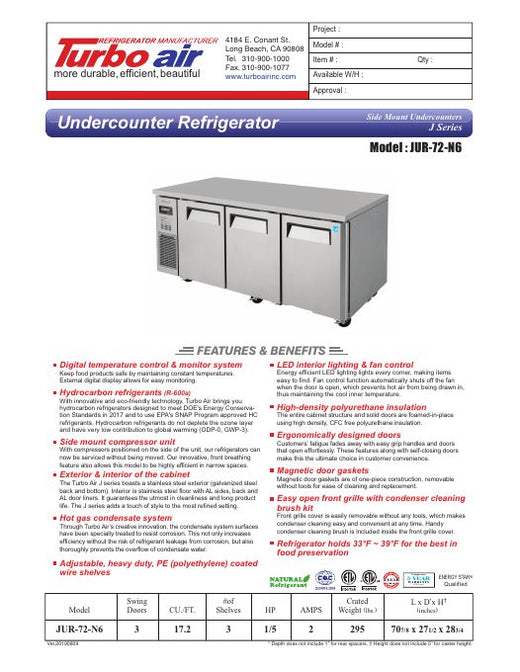 JUR-72-N6 Specsheet