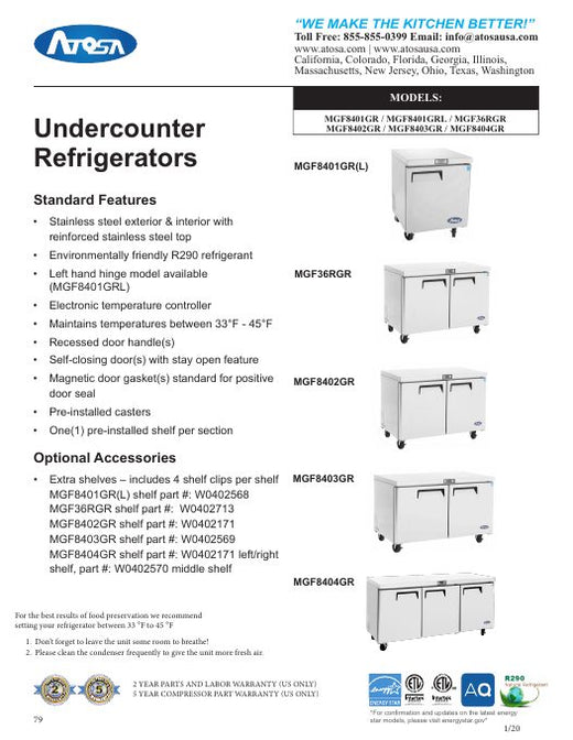 MGF8401-GRL Specsheet