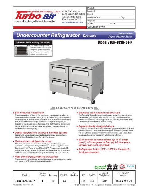 TUR-48SD-D4-N Specsheet