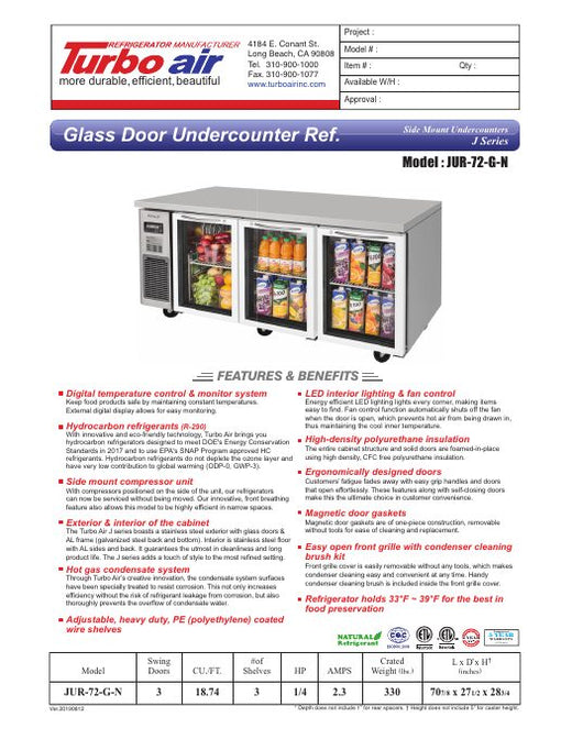 JUR-72-G-N Specsheet