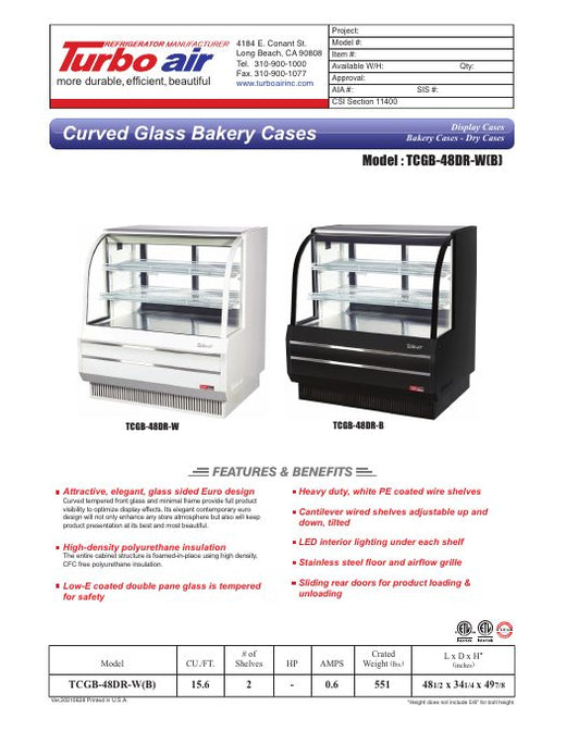 TCGB-48DR-W Specsheet