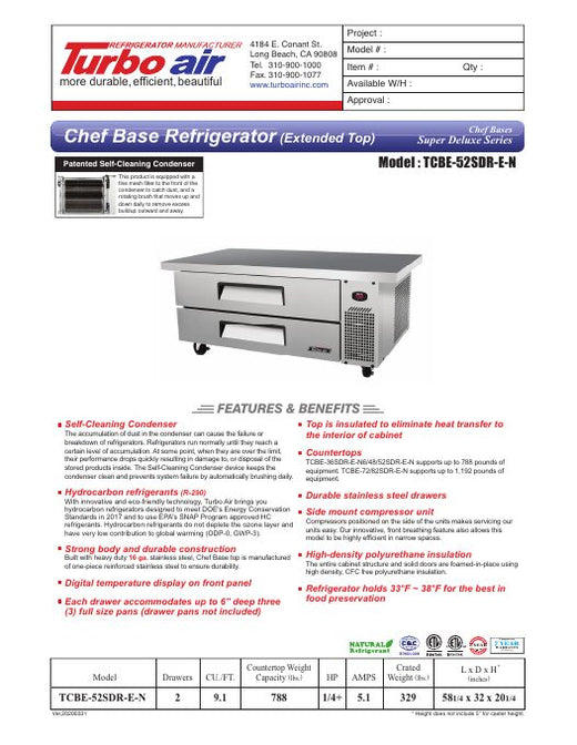 TCBE-52SDR-E-N Specsheet