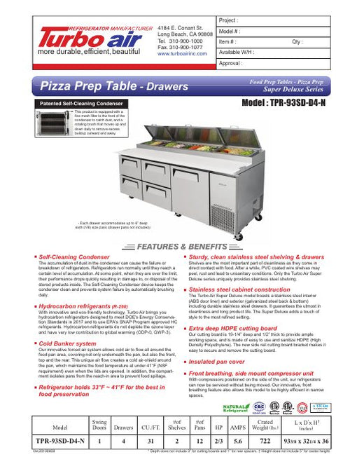 TPR-93SD-D4-N Specsheet