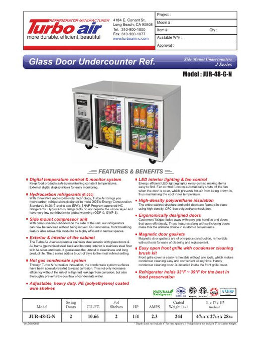 JUR-48-G-N Specsheet