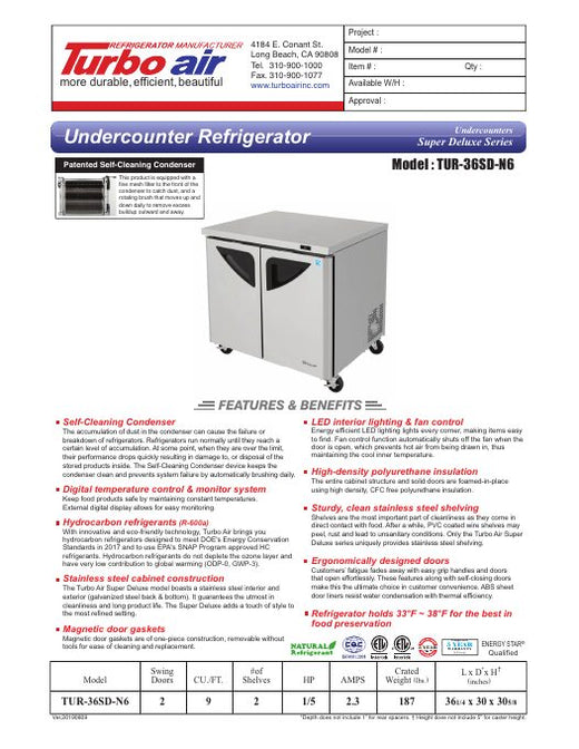TUR-36SD-N6 Specsheet