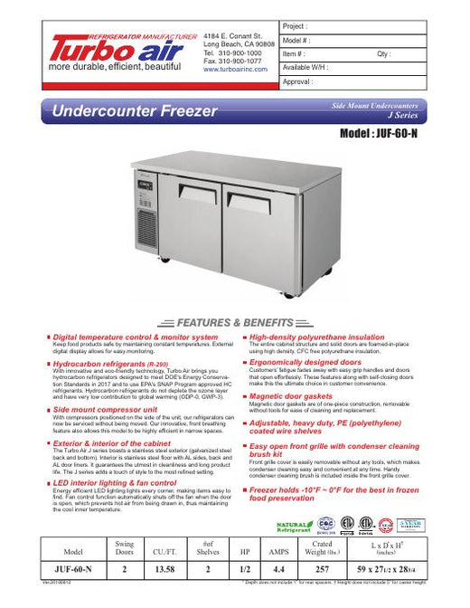 JUF-60-N Specsheet