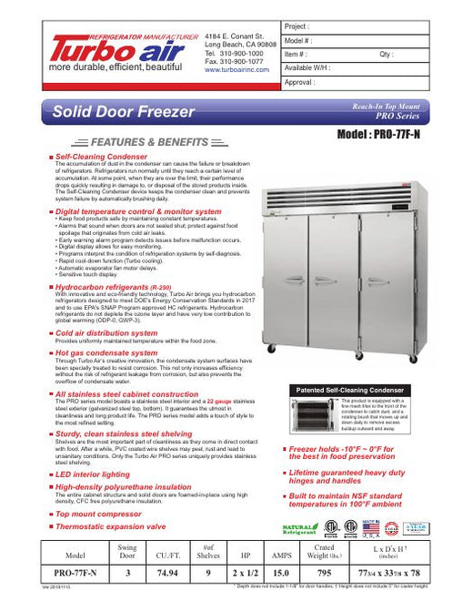 PRO-77F-N Specsheet