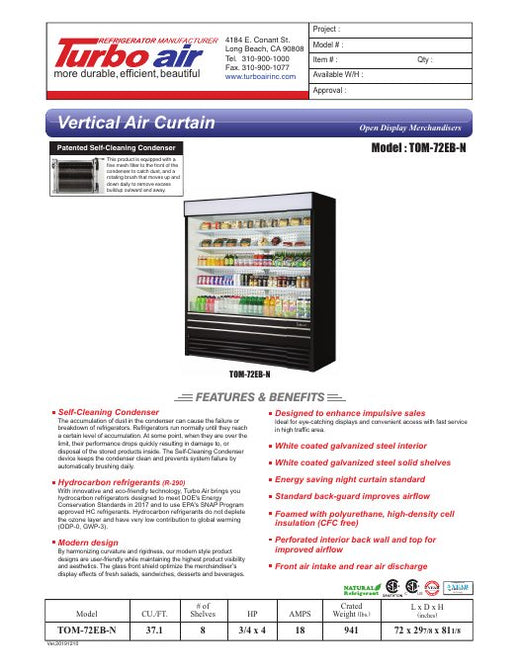 TOM-72EB-N Specsheet