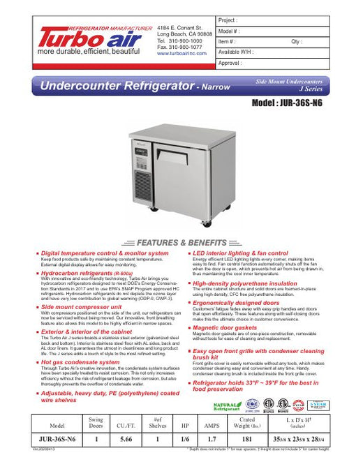 JUR-36S-N6 Specsheet
