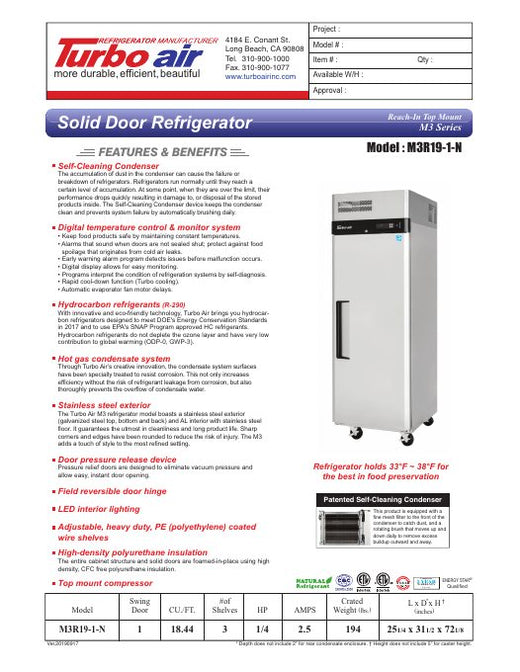 M3R19-1-N Specsheet