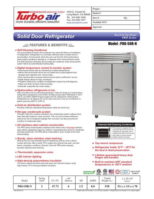 PRO-50R-N Specsheet