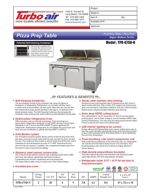 TPR-67SD-N Specsheet