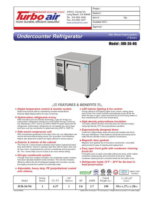 JUR-36-N6 Specsheet