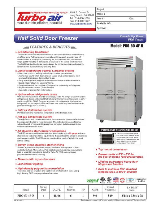 PRO-50-4F-N Specsheet