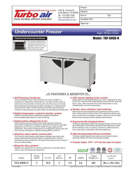 TUF-60SD-N Specsheet