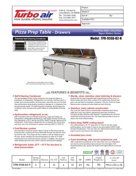 TPR-93SD-D2-N Specsheet