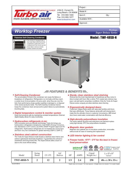 TWF-48SD-N Specsheet