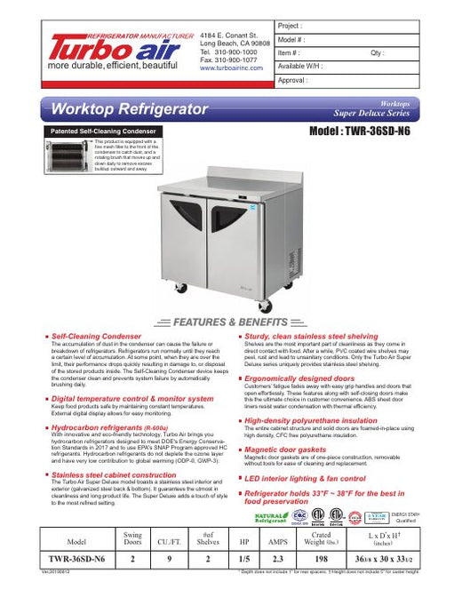 TWR-36SD-N6 Specsheet