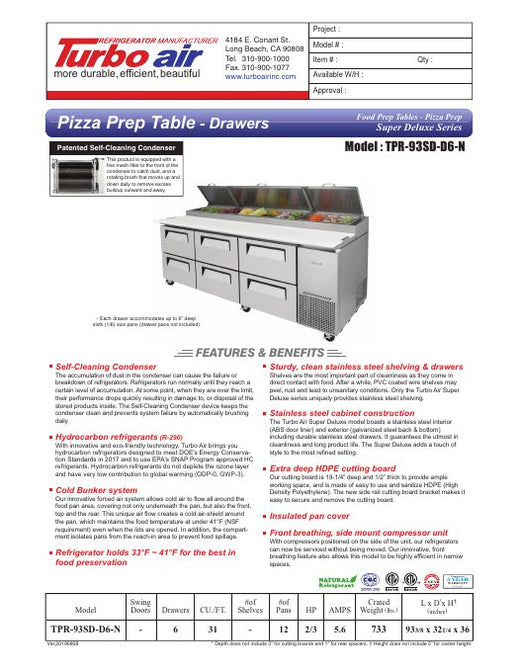 TPR-93SD-D6-N Specsheet