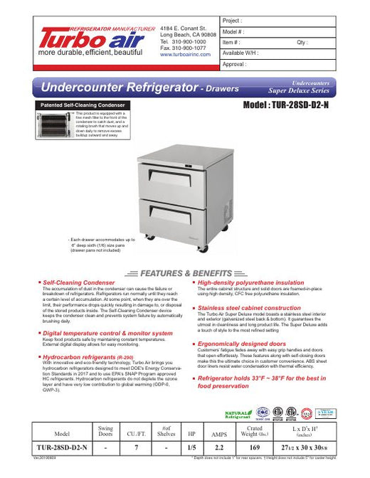 TUR-28SD-D2-N Specsheet