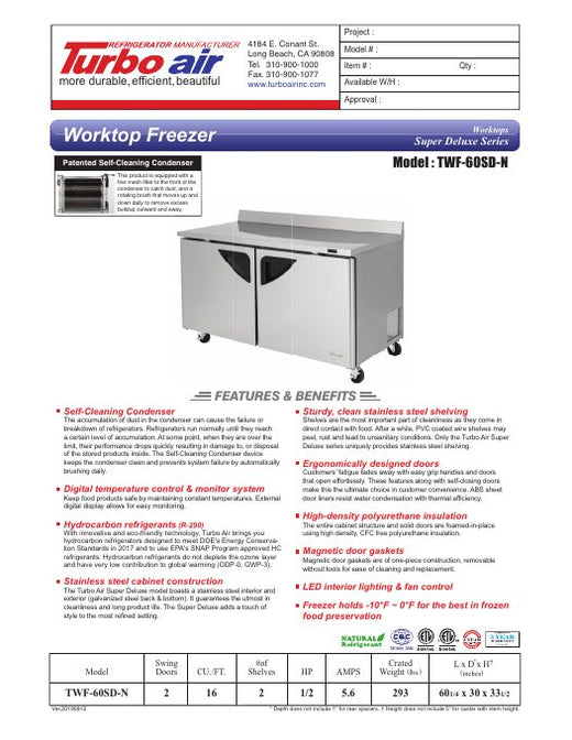 TWF-60SD-N Specsheet