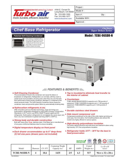 TCBE-96SDR-N Specsheet