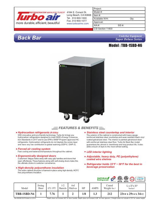 TBB-1SBD-N6 Specsheet