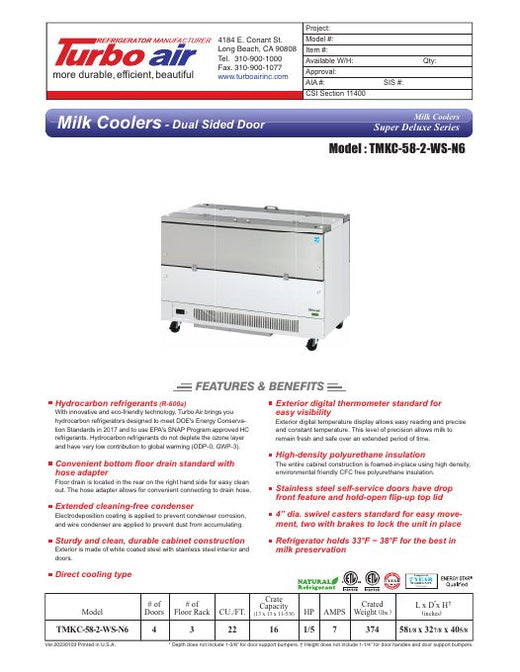 TMKC-58-2-WS-N6 Specsheet