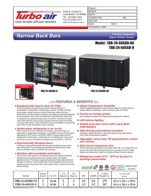 TBB-24-60SBD-N6 Specsheet