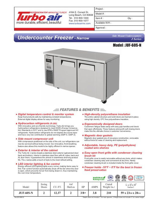 JUF-60S-N Specsheet