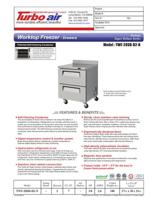  TWF-28SD-D2-N Specsheet
