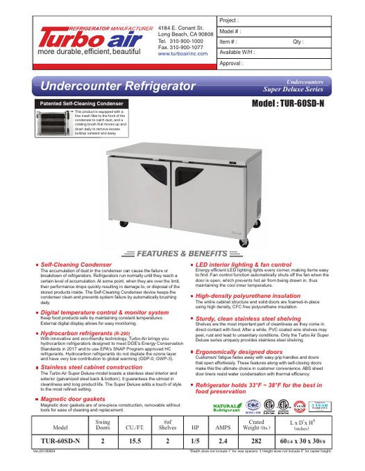 TUR-60SD-N Specsheet
