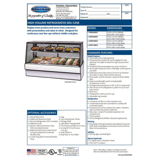 SGR3648CD Spec Sheet